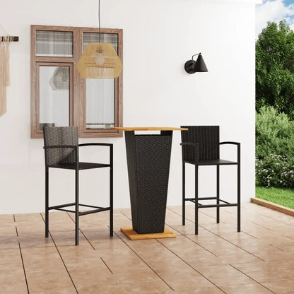 vidaXL Garden Bar Set 3/5 Piece Outdoor Table Stool Chair Pub Patio Black/Gray - Black / 3 piece - Outdoor Furniture Set