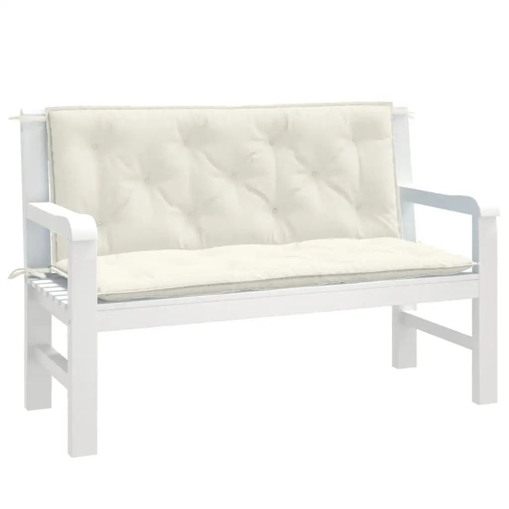 vidaXL Garden Bench Cushions Seat Pad Outdoor Patio Furniture 2 Pcs Fabric - Melange cream / 47.2’’ x 19.7’’ x 2.8’’/ 1