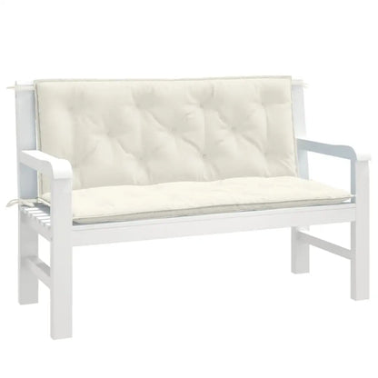 vidaXL Garden Bench Cushions Seat Pad Outdoor Patio Furniture 2 Pcs Fabric - Melange cream / 47.2’’ x 19.7’’ x 2.8’’/ 1