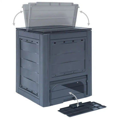 vidaXL Garden Composter Gray 23.6’’x23.6’’x28.7’’ 68.7 gal - Home & Garden > Lawn & Garden > Gardening > Composting >