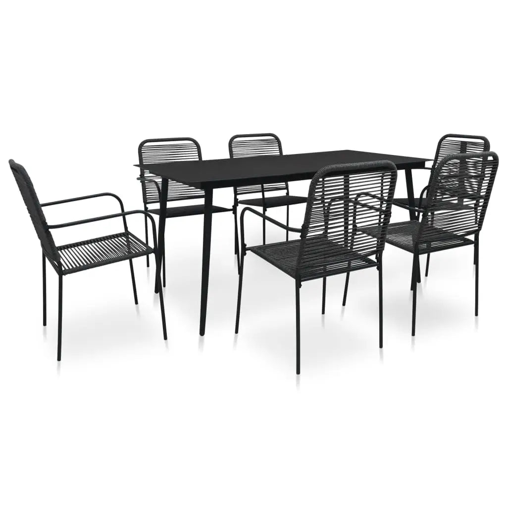 vidaXL Garden Dining Set 5/7 Piece Cotton Rope and Steel Black Outdoor Patio - Furniture > Outdoor Furniture > Outdoor