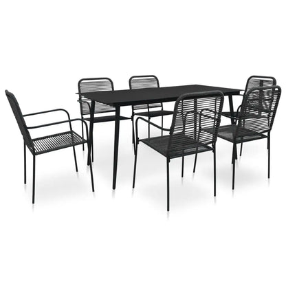 vidaXL Garden Dining Set 5/7 Piece Cotton Rope and Steel Black Outdoor Patio - Furniture > Outdoor Furniture > Outdoor