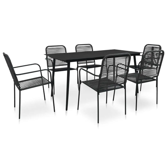 vidaXL Garden Dining Set 5/7 Piece Cotton Rope and Steel Black Outdoor Patio - Furniture > Outdoor Furniture > Outdoor
