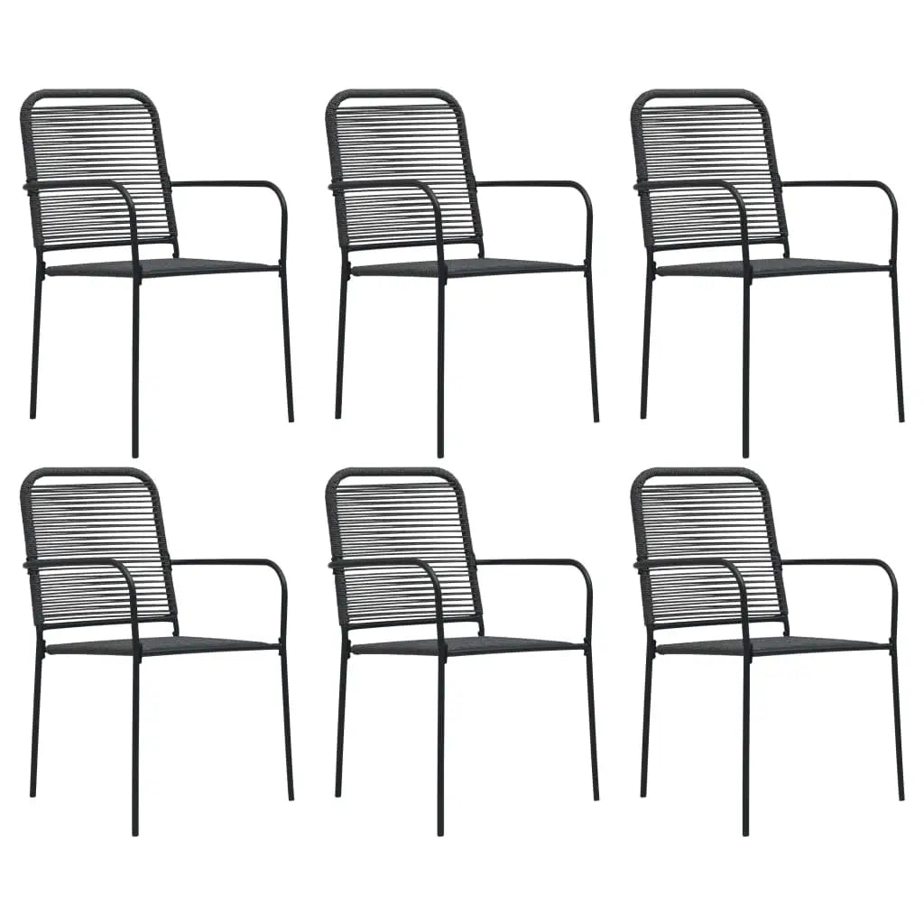 vidaXL Garden Dining Set 7/9 Piece Cotton Rope and Steel Black Outdoor Patio - Furniture > Outdoor Furniture > Outdoor