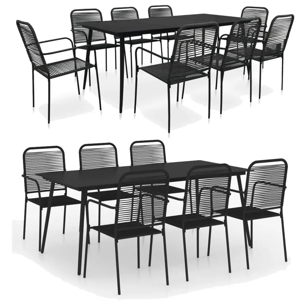 vidaXL Garden Dining Set 7/9 Piece Cotton Rope and Steel Black Outdoor Patio - 9 - Furniture > Outdoor Furniture >
