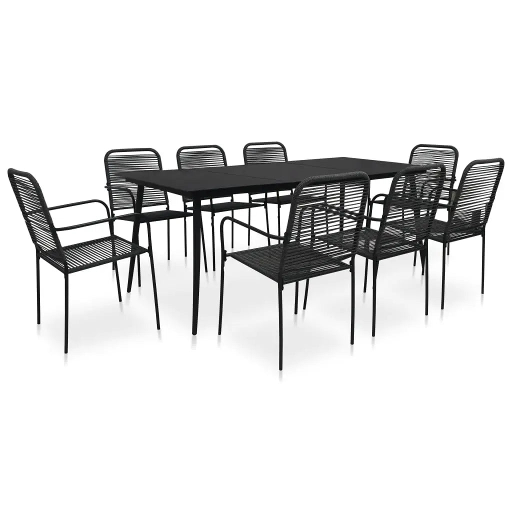 vidaXL Garden Dining Set 7/9 Piece Cotton Rope and Steel Black Outdoor Patio - Furniture > Outdoor Furniture > Outdoor