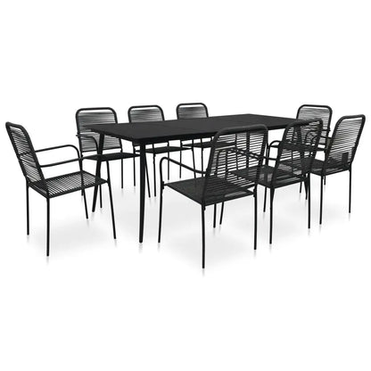 vidaXL Garden Dining Set 7/9 Piece Cotton Rope and Steel Black Outdoor Patio - Furniture > Outdoor Furniture > Outdoor