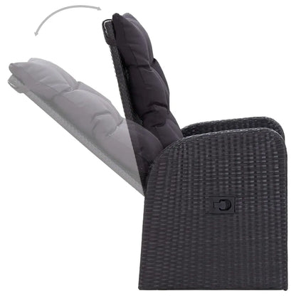 vidaXL Garden Dining Set 7 Piece Table Chair Seating Furnitrue Black/Gray - Gray - Dining Set