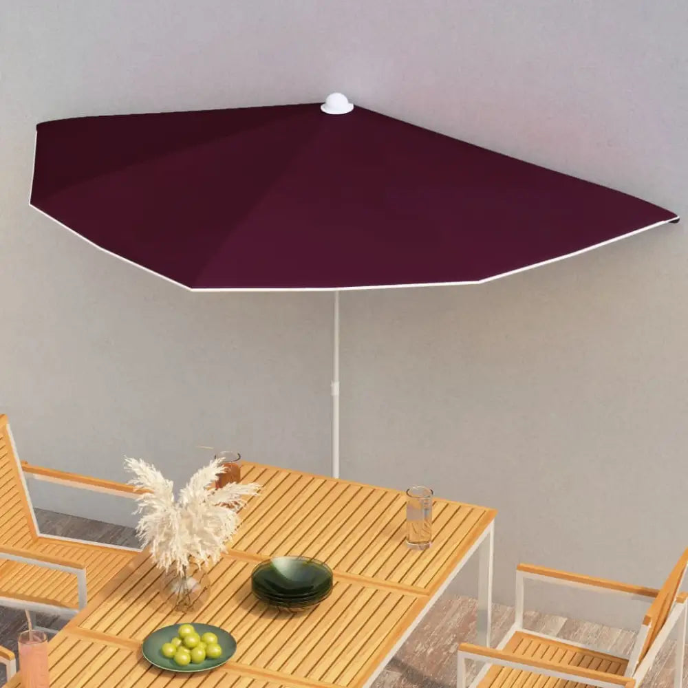 vidaXL Garden Half Parasol with Pole Outdoor Umbrella Sunshade Multi Colors