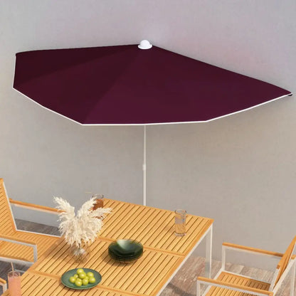 vidaXL Garden Half Parasol with Pole Outdoor Umbrella Sunshade Multi Colors