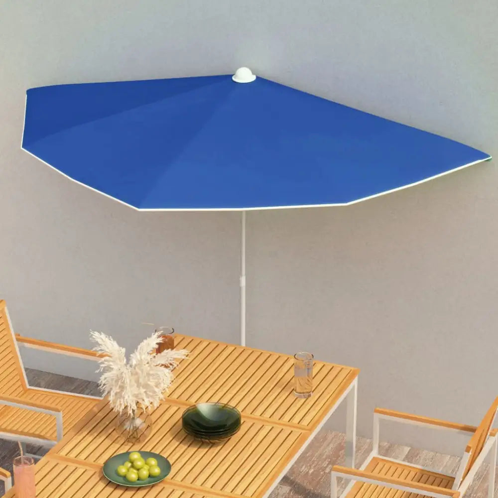 vidaXL Garden Half Parasol with Pole Outdoor Umbrella Sunshade Multi Colors