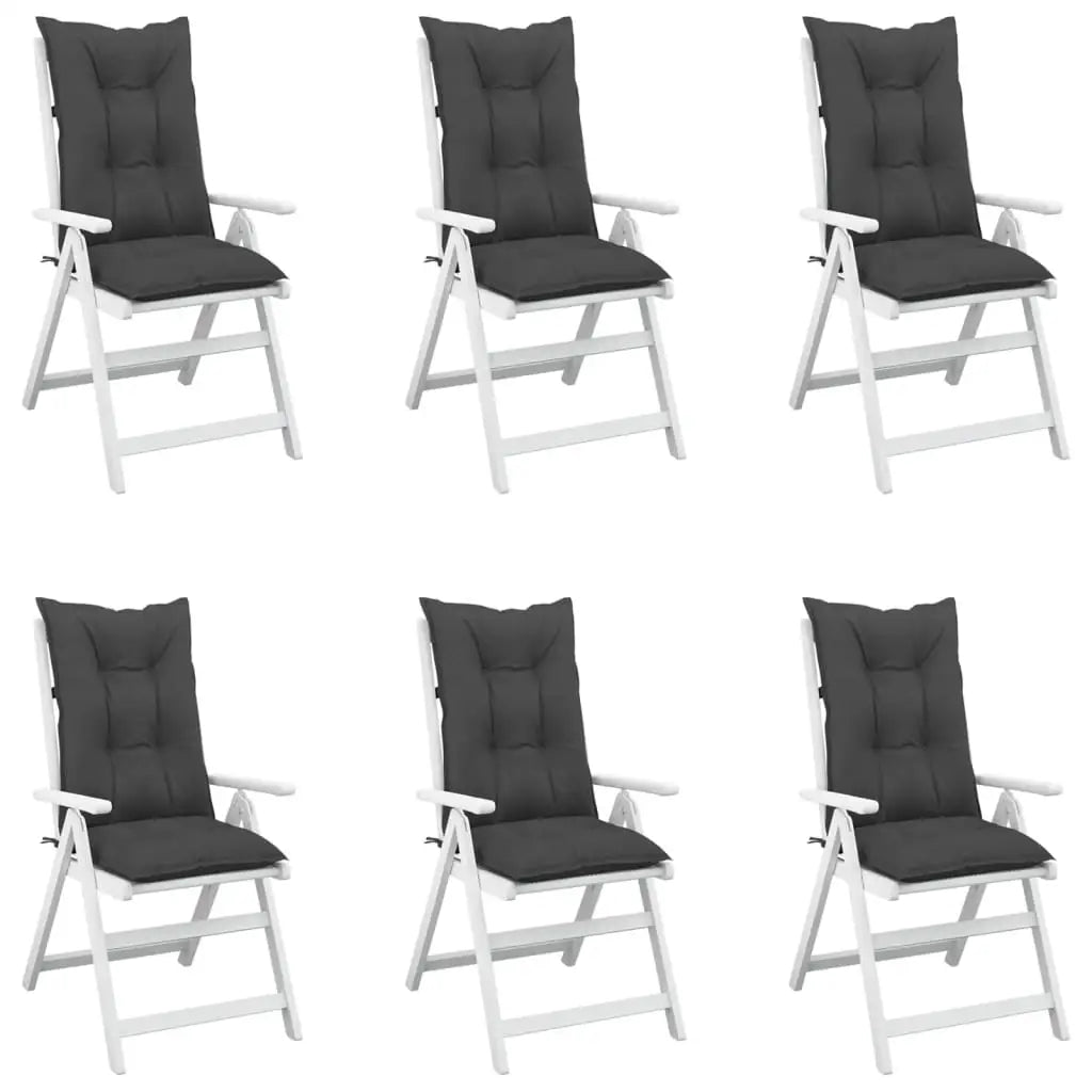 vidaXL Garden Highback Chair Cushions 4 pcs Anthracite 47.2’’x19.7’’x2.8’’ Fabric - Anthracite / 6 pcs - Home & Garden