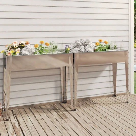 vidaXL Garden Planters 2 pcs Galvanized Steel - Planters