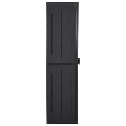 vidaXL Garden Storage Cabinet Black 25.6’’x17.7’’x67.7’’ PP Rattan - Furniture > Cabinets & Storage > Storage Cabinets