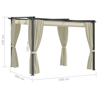 vidaXL Gazebo Canopy Tent Patio Pavilion Sunshade with Curtains Cream Steel - Home & Garden > Lawn & Garden > Outdoor