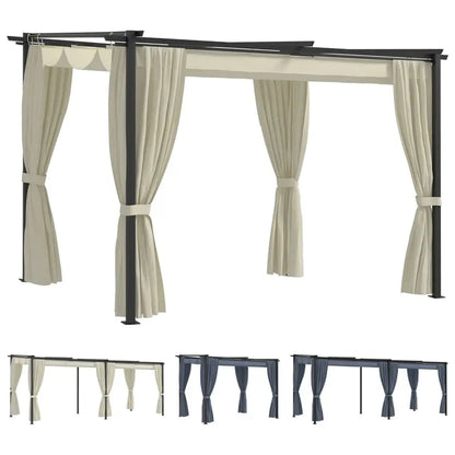 vidaXL Gazebo Canopy Tent Patio Pavilion Sunshade with Curtains Cream Steel - 118.1’’ x 118.1’’ - Home & Garden > Lawn