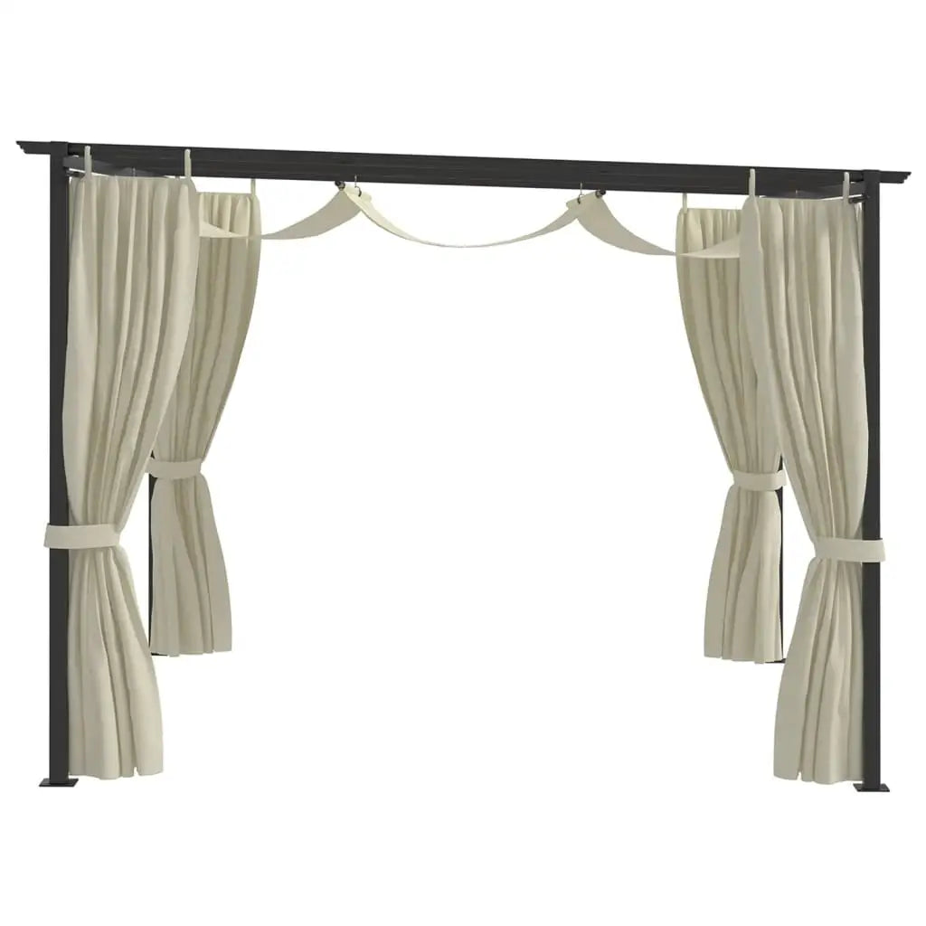 vidaXL Gazebo Canopy Tent Patio Pavilion Sunshade with Curtains Cream Steel - Home & Garden > Lawn & Garden > Outdoor