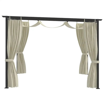 vidaXL Gazebo Canopy Tent Patio Pavilion Sunshade with Curtains Cream Steel - Home & Garden > Lawn & Garden > Outdoor