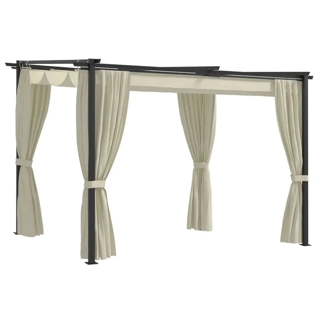 vidaXL Gazebo Canopy Tent Patio Pavilion Sunshade with Curtains Cream Steel - Home & Garden > Lawn & Garden > Outdoor