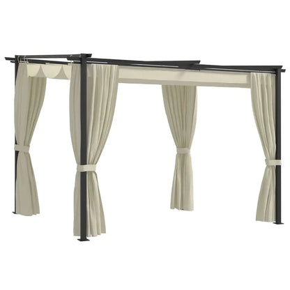 vidaXL Gazebo Canopy Tent Patio Pavilion Sunshade with Curtains Cream Steel - Home & Garden > Lawn & Garden > Outdoor