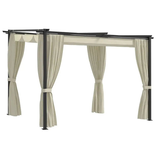 vidaXL Gazebo Canopy Tent Patio Pavilion Sunshade with Curtains Cream Steel - Home & Garden > Lawn & Garden > Outdoor