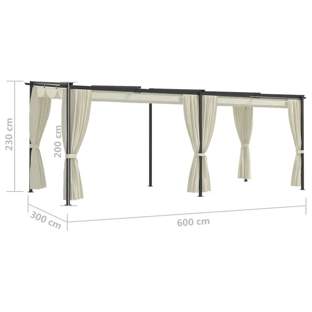 vidaXL Gazebo Canopy Tent Patio Pavilion Sunshade with Curtains Cream Steel - Home & Garden > Lawn & Garden > Outdoor