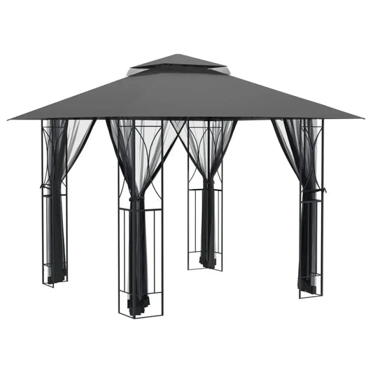 vidaXL Gazebo Outdoor Canopy with Sidewalls for Porch Garden Anthracite Steel - Gazebo