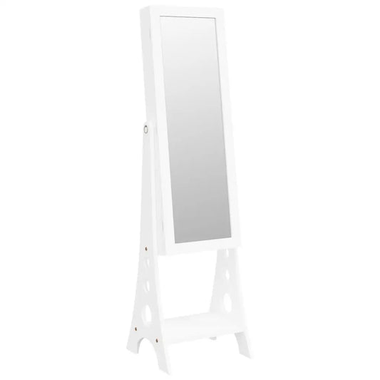 vidaXL Jewelry Armoire Freestanding Storage Organizer Mirror Jewelry Cabinet - White - Jewelry Cabinet