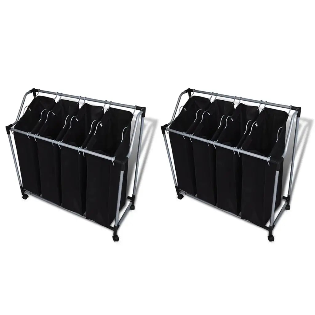 vidaXL Laundry Sorters with Bags 2 pcs Black and Gray - Home & Garden > Household Supplies > Laundry Supplies > Laundry