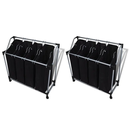 vidaXL Laundry Sorters with Bags 2 pcs Black and Gray - Home & Garden > Household Supplies > Laundry Supplies > Laundry