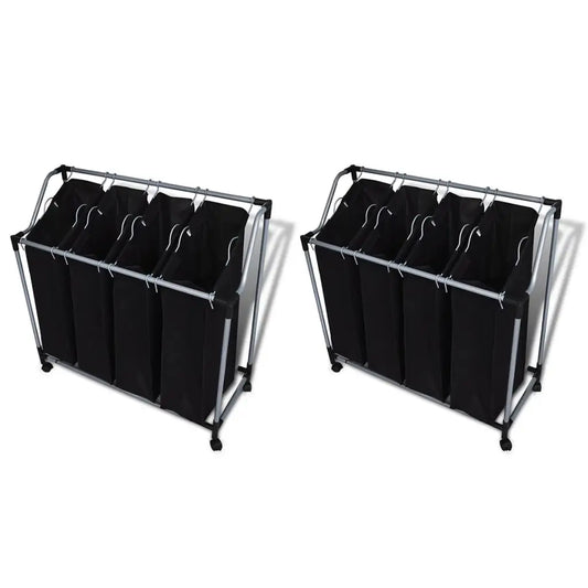 vidaXL Laundry Sorters with Bags 2 pcs Black and Gray - Home & Garden > Household Supplies > Laundry Supplies > Laundry