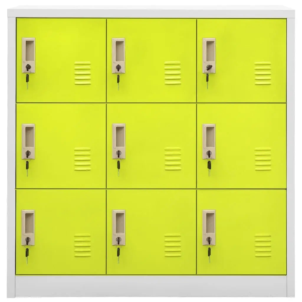 vidaXL Locker Cabinet Light Gray and Green 35.4’’x17.7’’x36.4’’ Steel - Light grey and green / 1 pcs - Furniture >