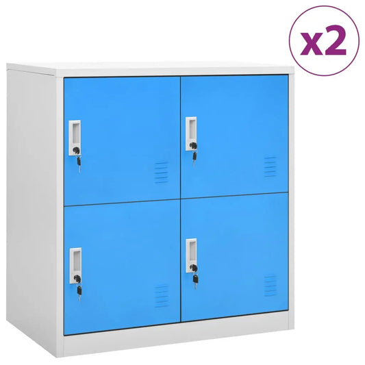 vidaXL Locker Cabinets 2 pcs Light Gray and Blue 35.4’’x17.7’’x36.4’’ Steel - Light grey and blue / 2 pcs - Furniture >