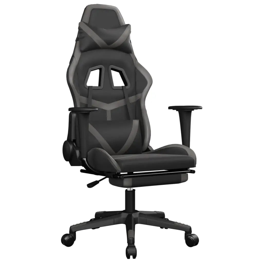 vidaXL Massage Gaming Chair with Footrest Black&Blue Faux Leather - Furniture > Chairs > Gaming Chairs