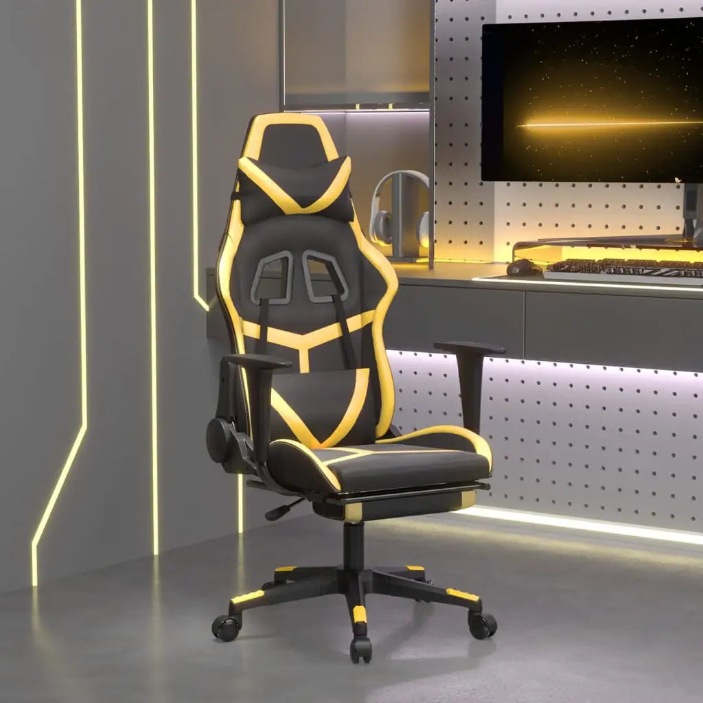 vidaXL Massage Gaming Chair with Footrest Black&Blue Faux Leather - Furniture > Chairs > Gaming Chairs