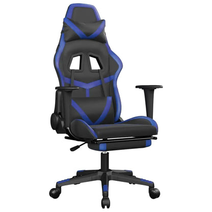 vidaXL Massage Gaming Chair with Footrest Black&Blue Faux Leather - Furniture > Chairs > Gaming Chairs