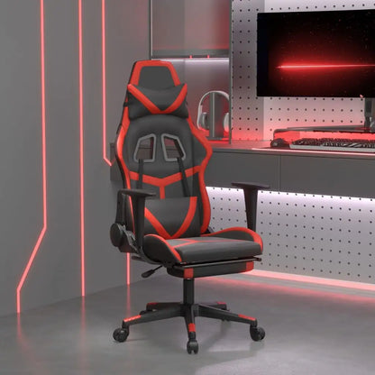 vidaXL Massage Gaming Chair with Footrest Black&Blue Faux Leather - Black and red - Furniture > Chairs > Gaming Chairs