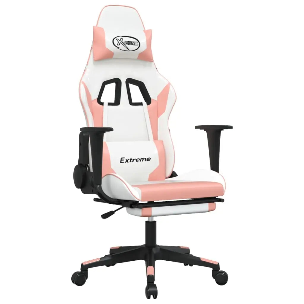 vidaXL Massage Gaming Chair with Footrest Black Faux Leather - Furniture > Chairs > Gaming Chairs