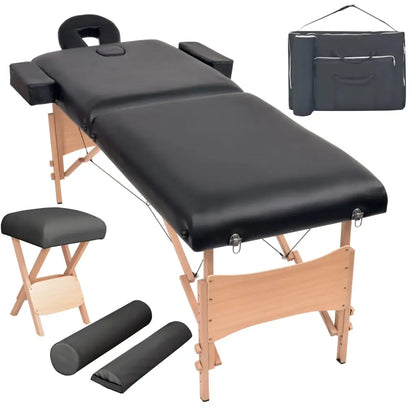 vidaXL Massage Table and Stool Set Beauty Couch Therapy Bed 2 Zones Thick - Health & Beauty > Personal Care > Massage &