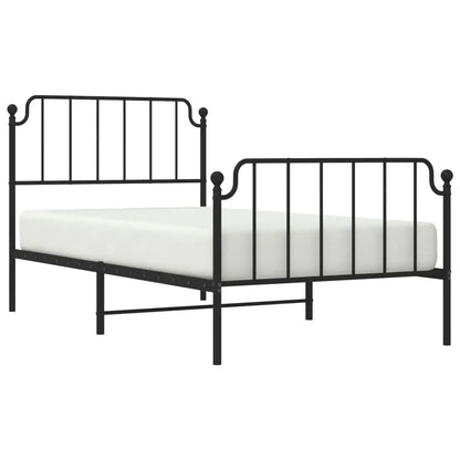 vidaXL Metal Bed Frame with Headboard and Footboard Black 39.4’’x78.7’’ - Furniture > Beds & Accessories > Beds & Bed