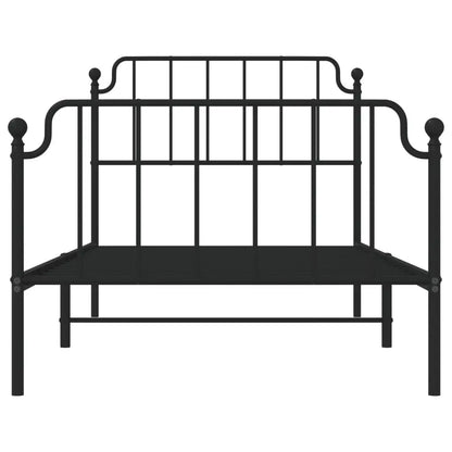 vidaXL Metal Bed Frame with Headboard and Footboard Black 39.4’’x78.7’’ - Furniture > Beds & Accessories > Beds & Bed