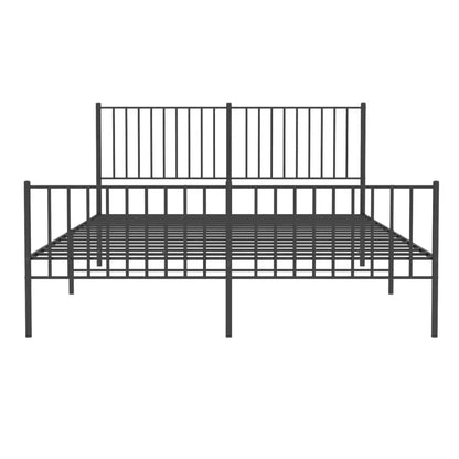 vidaXL Metal Bed Frame with Headboard and Footboard Black 59.8’’x78.7’’ - Furniture > Beds & Accessories > Beds & Bed
