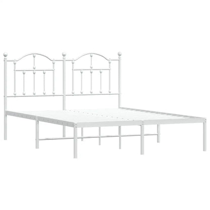 vidaXL Metal Bed Frame with Headboard White 53.1’’x74.8’’ - Furniture > Beds & Accessories > Beds & Bed Frames