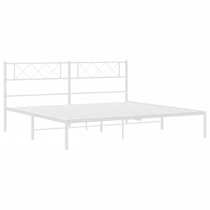 vidaXL Metal Bed Frame with Headboard White 76’’x79.9’’ King - Furniture > Beds & Accessories > Beds & Bed Frames