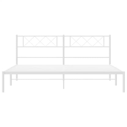 vidaXL Metal Bed Frame with Headboard White 76’’x79.9’’ King - Furniture > Beds & Accessories > Beds & Bed Frames