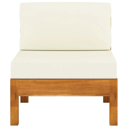 vidaXL Middle Sofas 2 pcs with Cream White Cushions Solid Acacia Wood - Furniture > Outdoor Furniture > Outdoor Seating