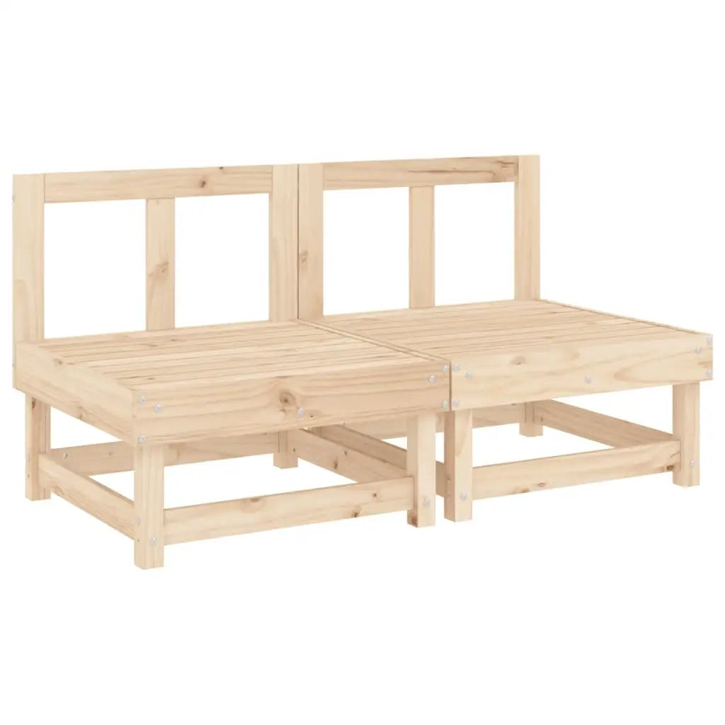 vidaXL Middle Sofas with Cushions 2 pcs Solid Wood Pine - Outdoor Sofa