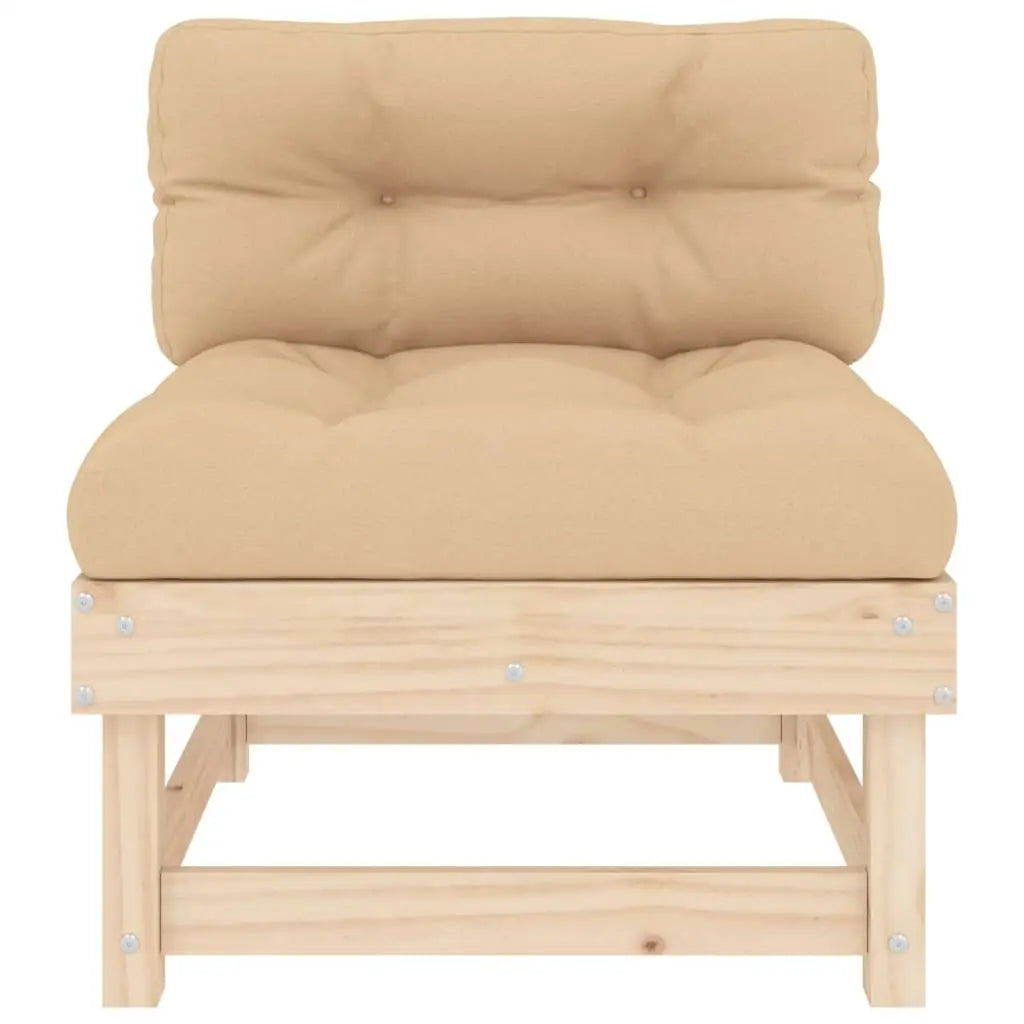 vidaXL Middle Sofas with Cushions 2 pcs Solid Wood Pine - Outdoor Sofa