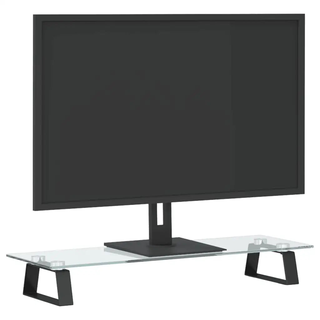 vidaXL Monitor Stand Desktop Computer Screen Riser Tempered Glass and Metal - Electronics > Electronics Accessories >