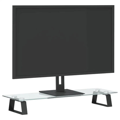vidaXL Monitor Stand Desktop Computer Screen Riser Tempered Glass and Metal - Electronics > Electronics Accessories >
